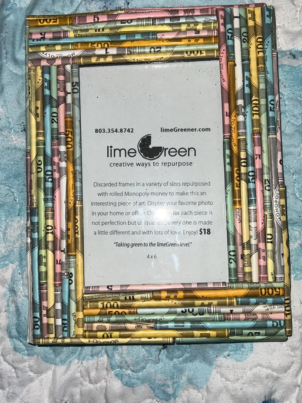 Rolled Monopoly Money Picture Frame - Multicolor